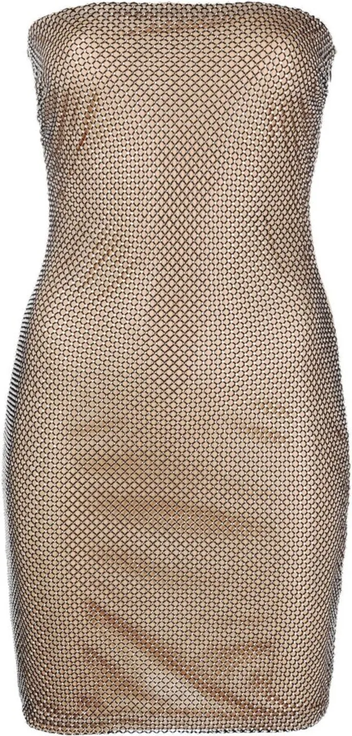 Mesh-Detail Strapless Mini Dress