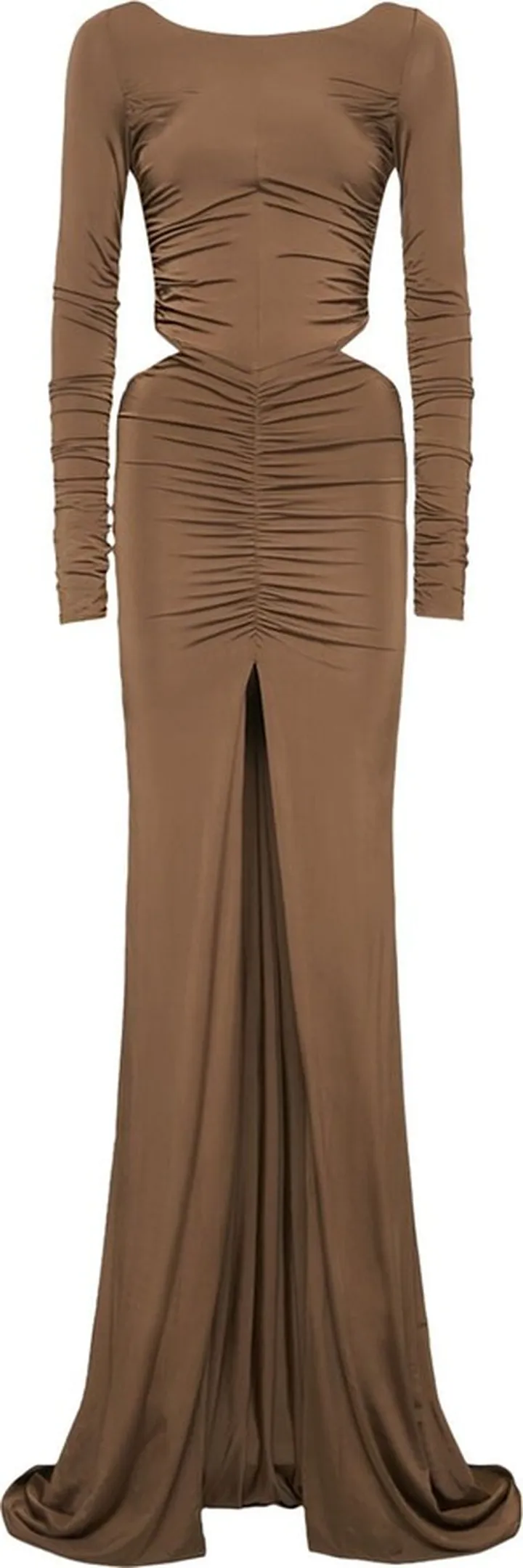 Ruched stretch jersey long dress