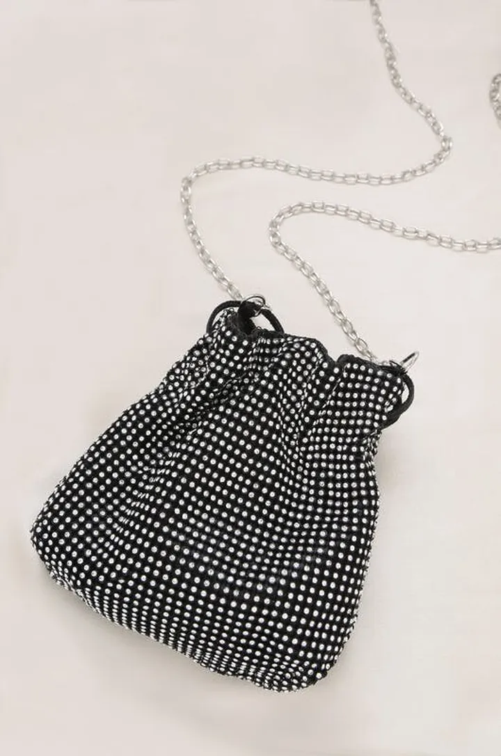Ettika Rhinestone Mini Bag in Black & Silver - Black