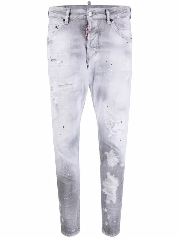 Distressed Light-Wash Skinny Jeans