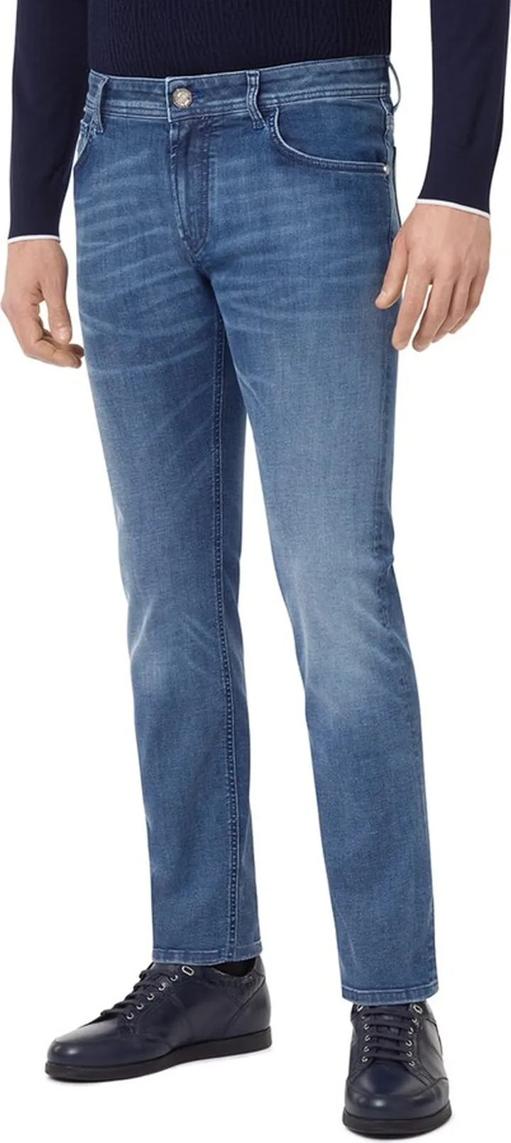 Men's Whiskered Medium-Wash Jeans