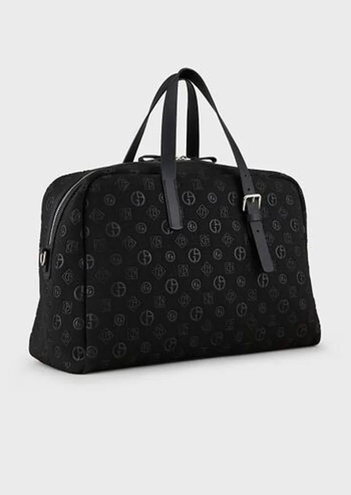 Fabric weekender bag with all-over logo