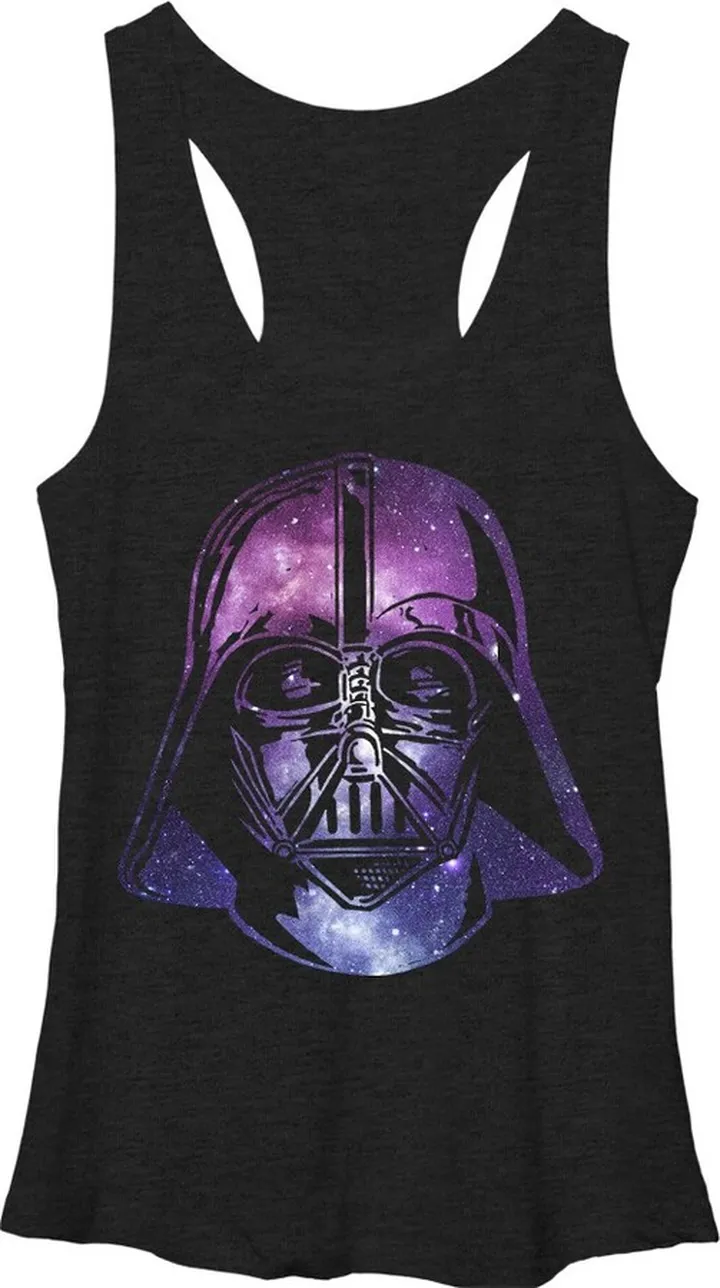 Women's Star Wars Vader Space Helmet Racerback Tank Top - Black Heather - X Large