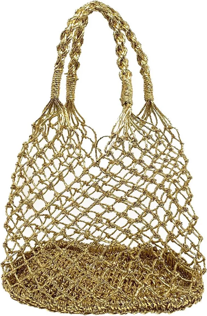 Asa Metallic Gold Macrame Tote