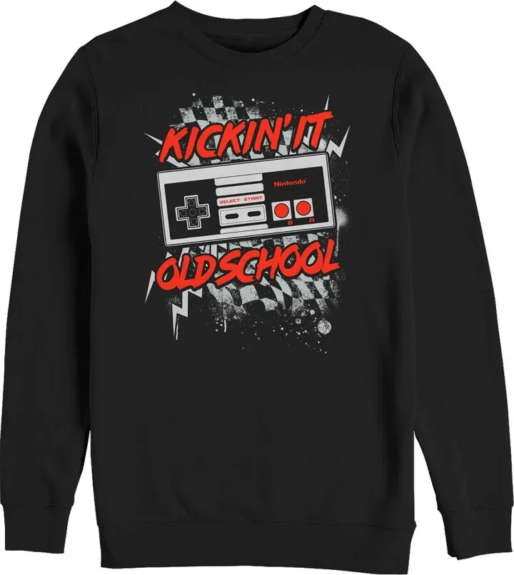 Men's Nintendo Kickin' It Old School NES Controller Splatter Sweatshirt - Black - X Large