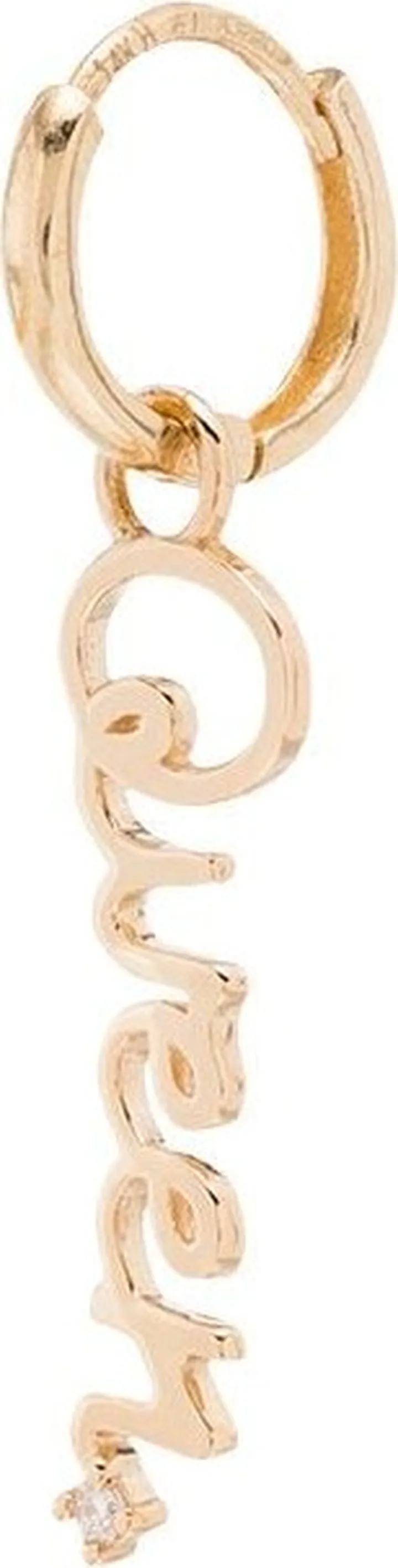 14kt Yellow Gold Queen Huggie Earring
