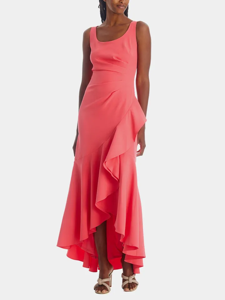 Luna Crepe Ruffled Gown