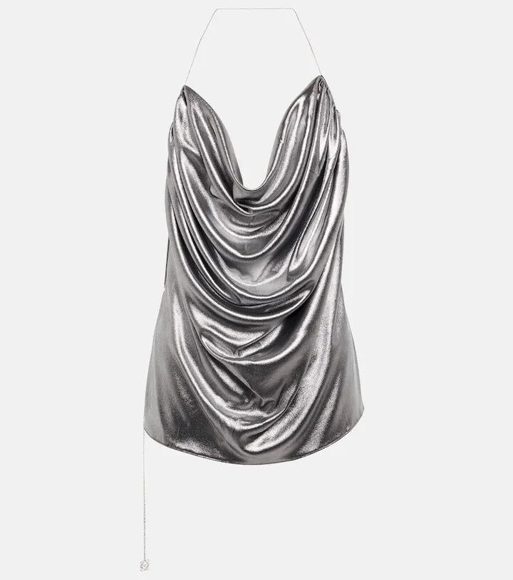 Draped lame halterneck top