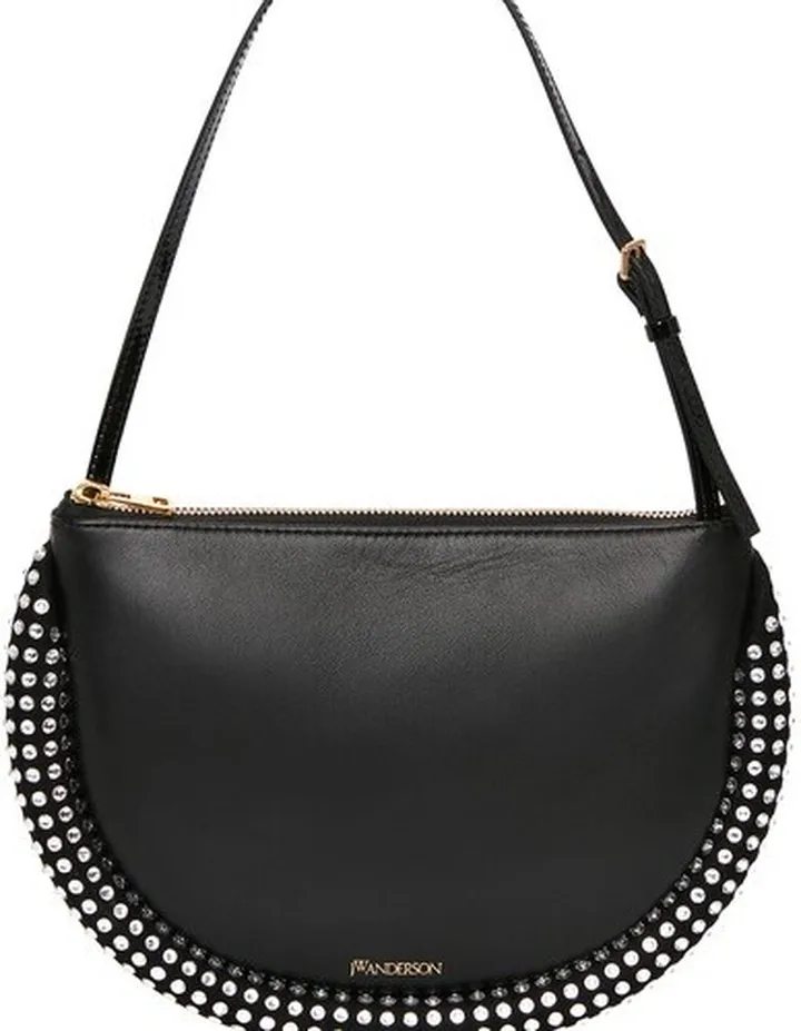 Bumper-Moon Leather Shoulder Bag With Crystal