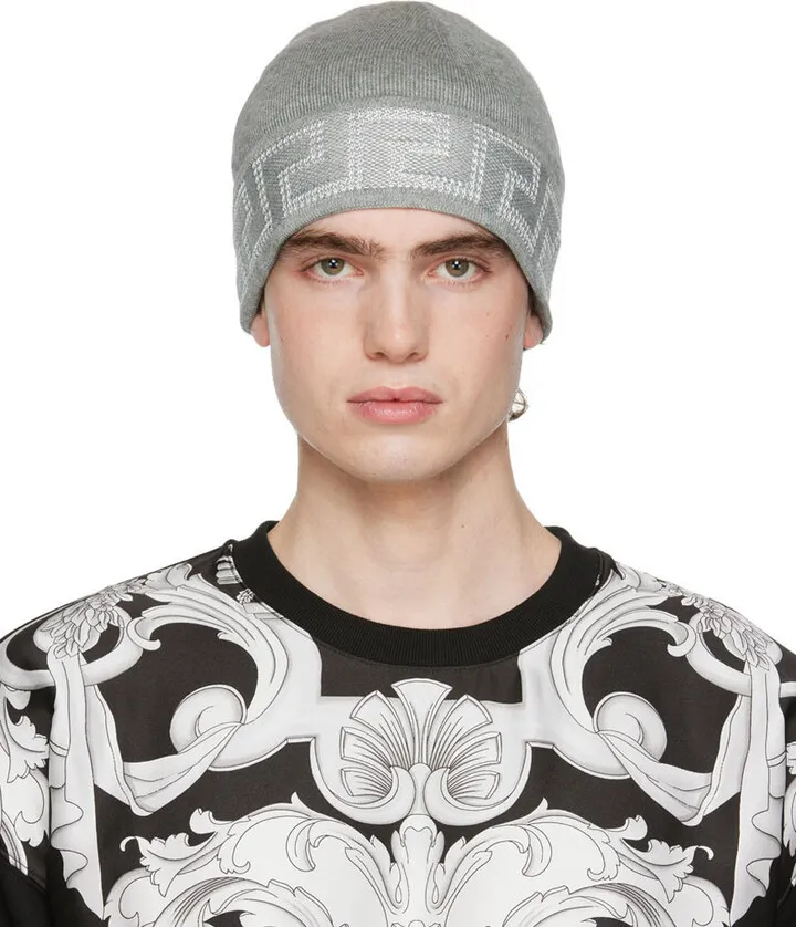 Versace Gray 'La Greca' Beanie