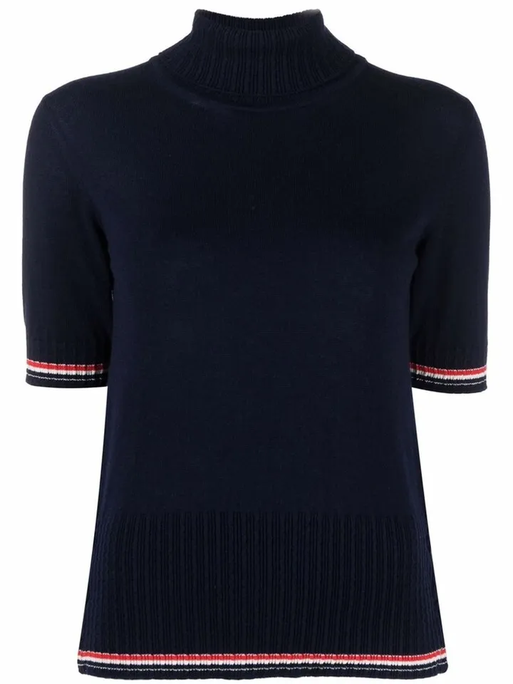 RWB stripe-trim cashmere top