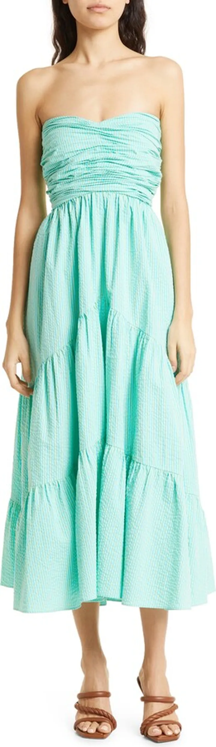 Maurice Strapless Cotton Seersucker Dress