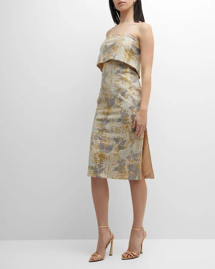 Strapless Sequin Dress With Side Slit