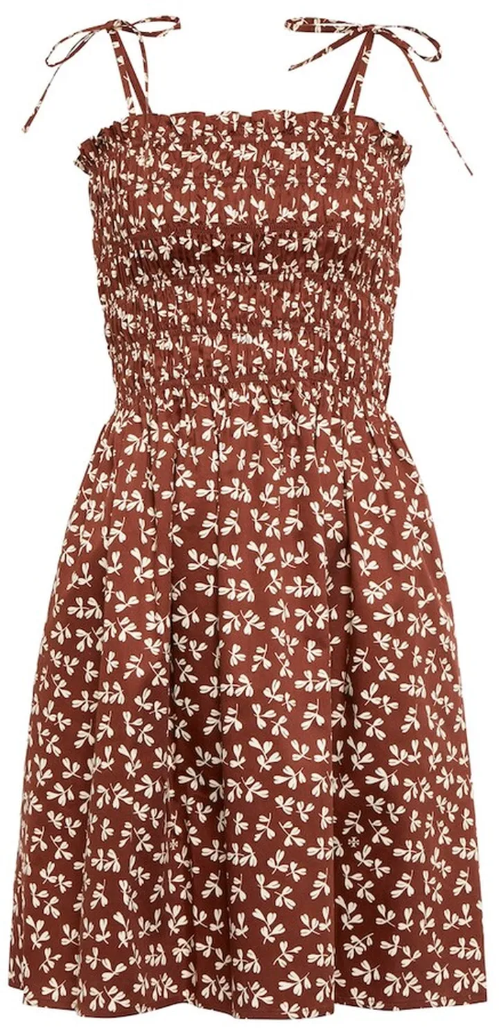 Printed smocked cotton minidress