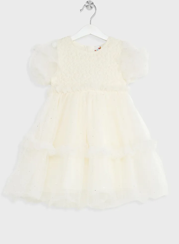 Girls Pleated Lace Evening Dress