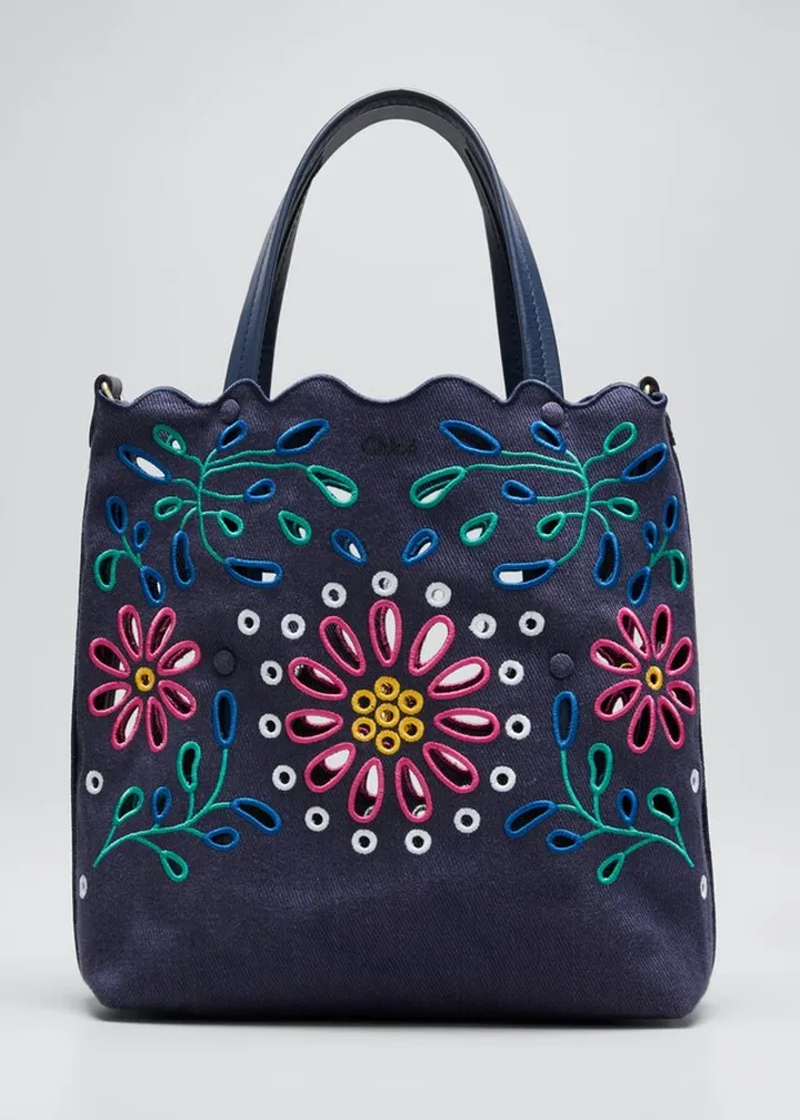 Kamilla Small Flower North-South Tote Bag
