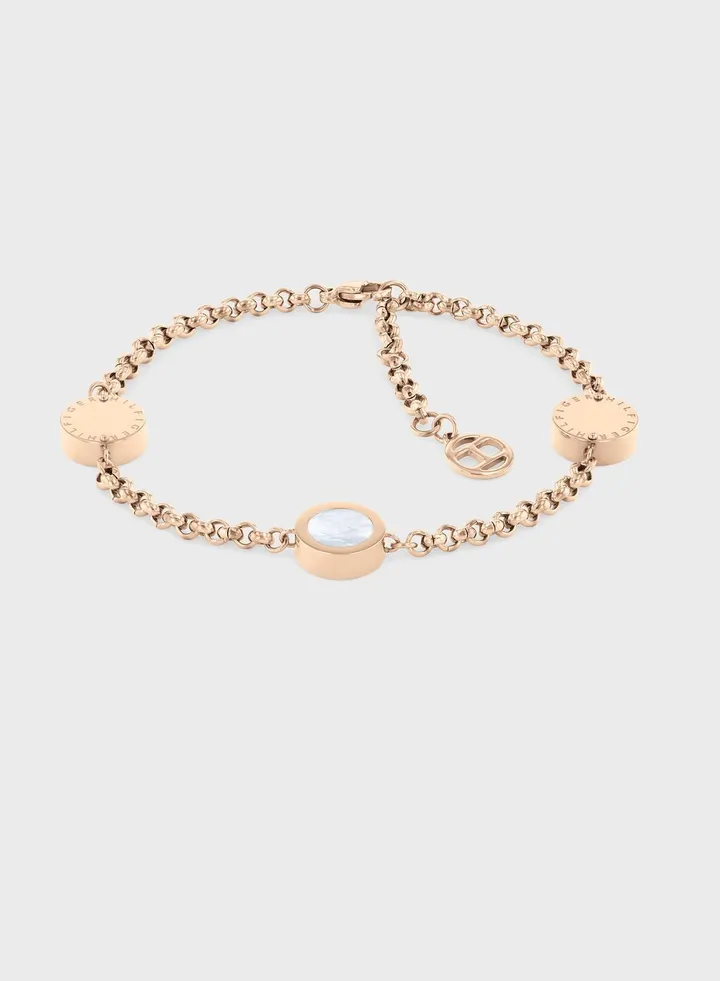 Ionic Plated Carnation Gold Steel & Mop Bracelet