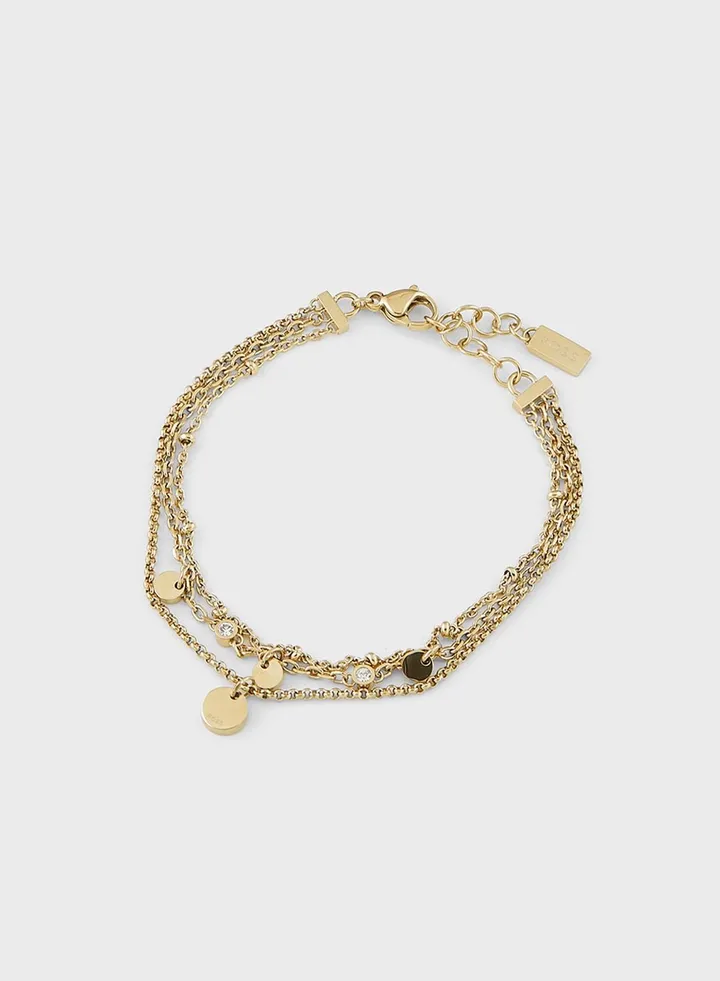 Ionic Thin Gold Stainless Steel With Crystal Bracelet