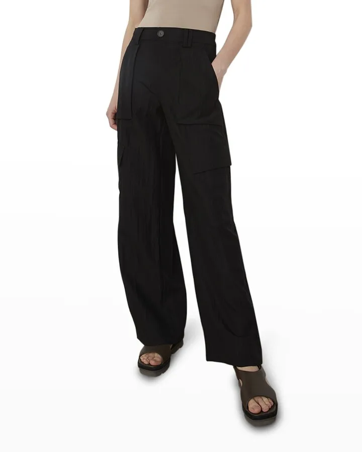 Wide-Leg Tencel Cargo Pants
