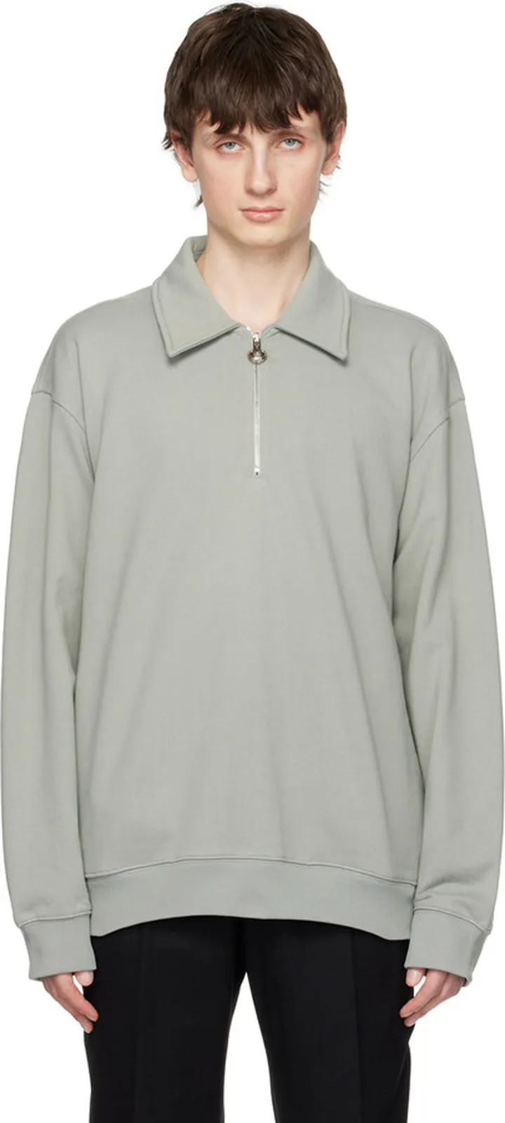 Solid Homme Gray Half-Zip Sweater