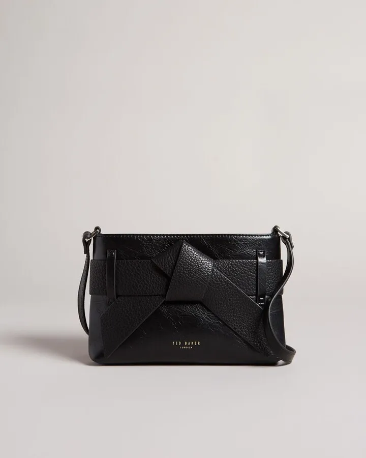 Pu Bow Crossbody Bag in Black