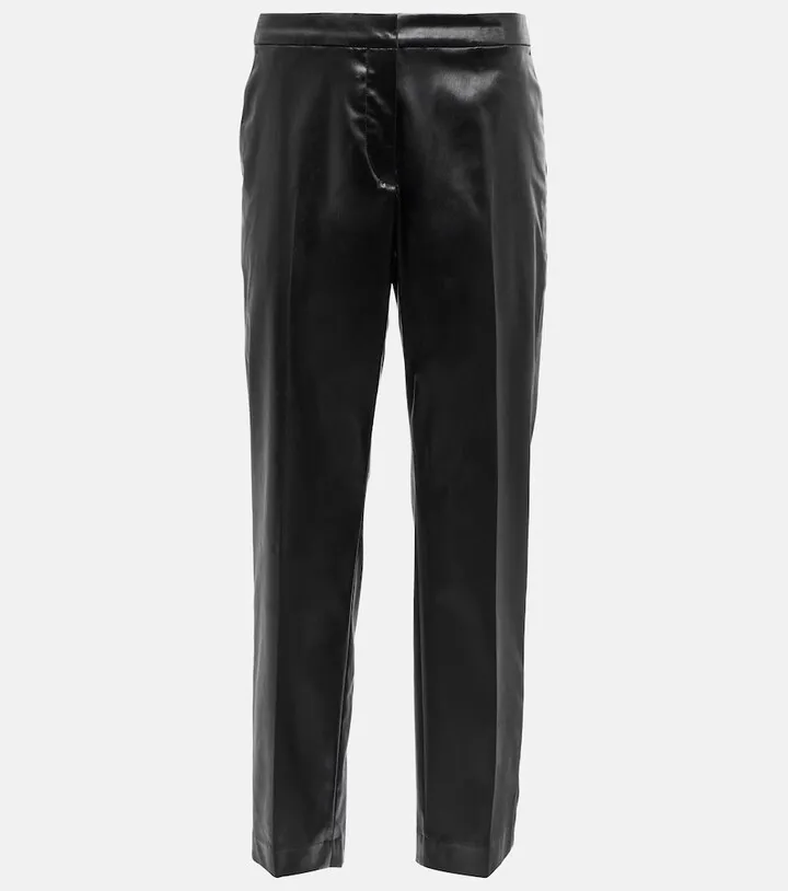 High-rise cropped faux leather pants