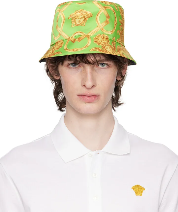 Versace Green & Gold Heritage Print Bucket Hat