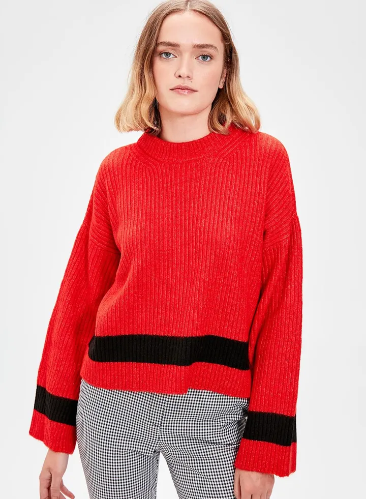 Striped Trim Sweater