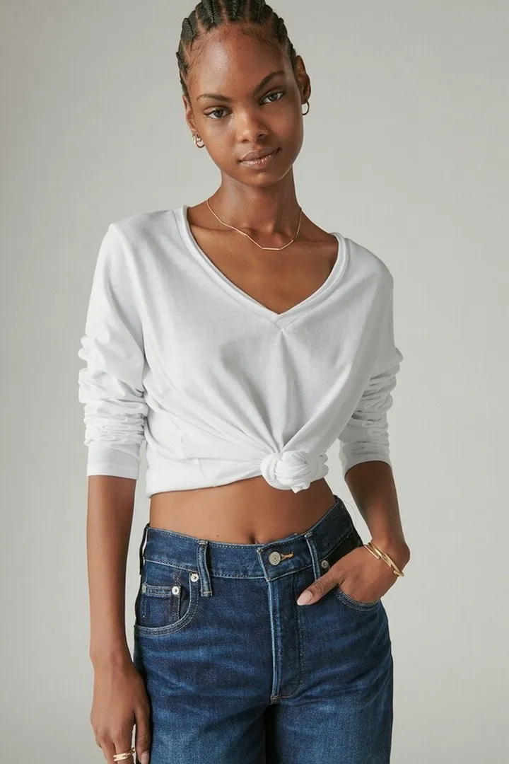 Long Sleeve V Neck Tee
