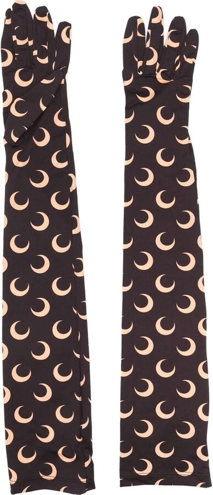 Crescent Moon-Print Long Gloves