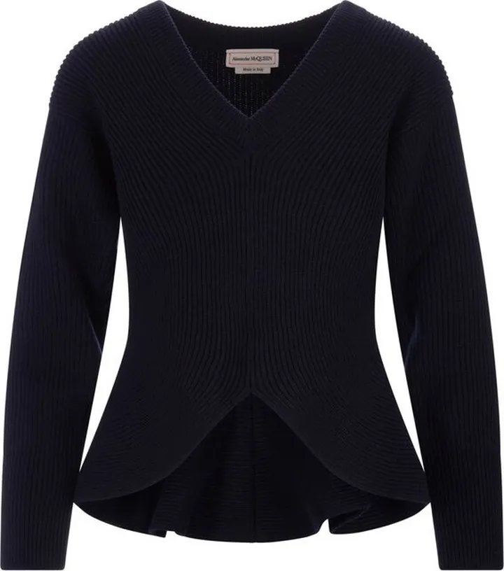 Alexander McQueen Asymmetric V-Neck Jumper
