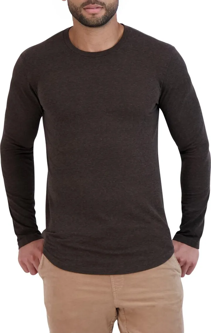 Overdyed Tri-Blend Long Sleeve Scallop Crew T-Shirt