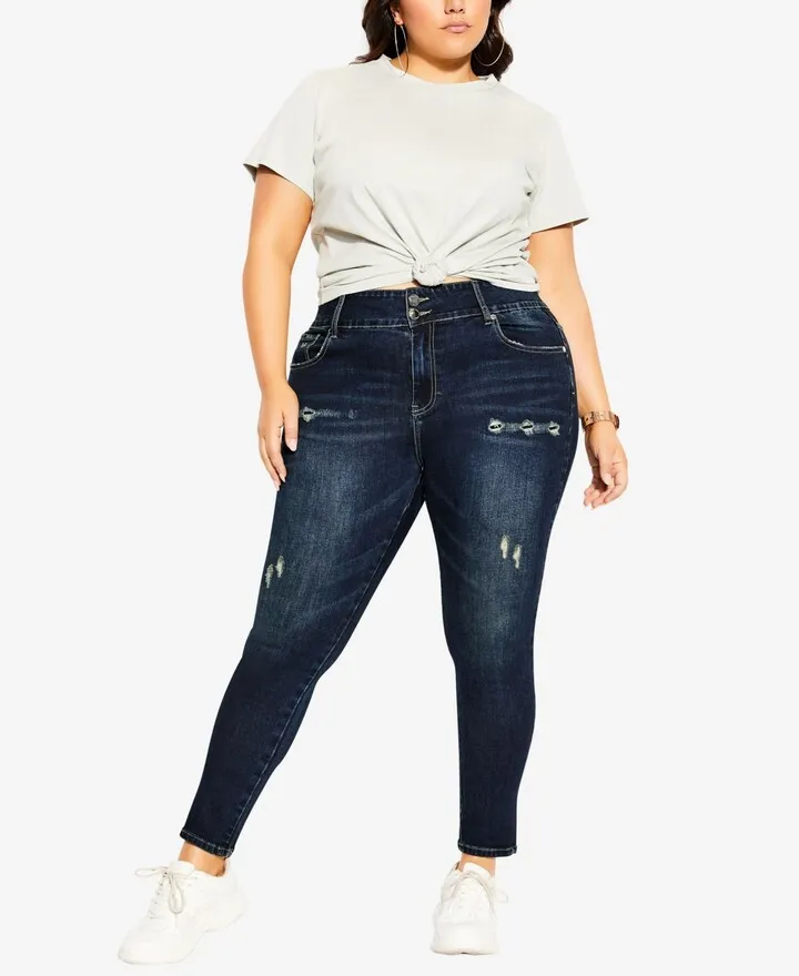 City Chic Women's Trendy Plus Size Asha Baby Rip Jean