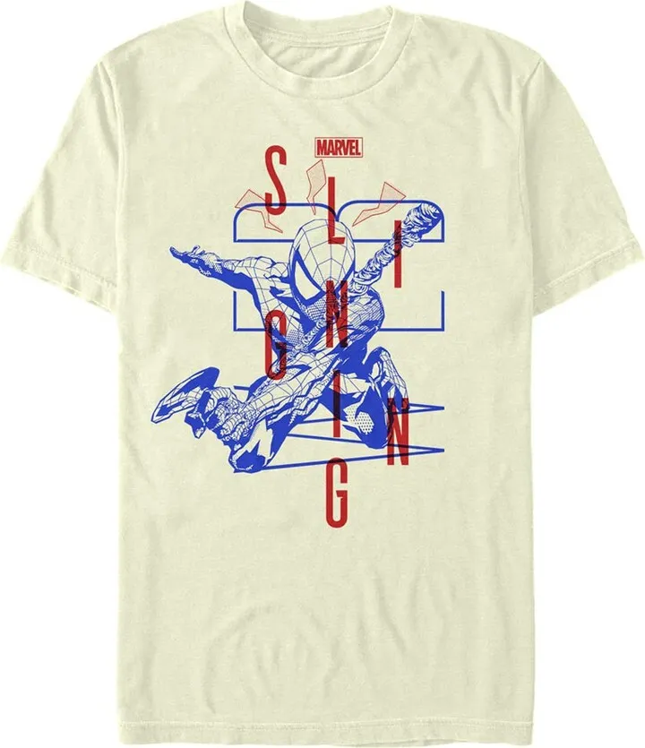 Men's Marvel Spider-Man Slinging T-Shirt - Beige - Small