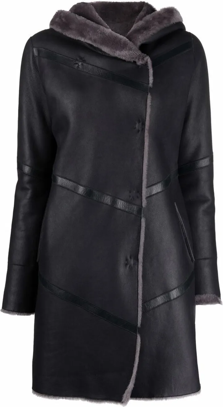 Shearling-Lined Leather Coat