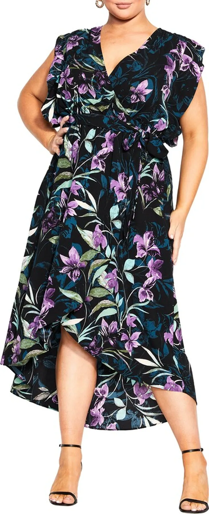 Nicole Print Wrap Midi Dress
