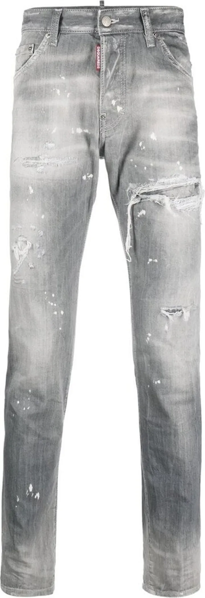 Distressed Ripped Slim-Cut Jeans