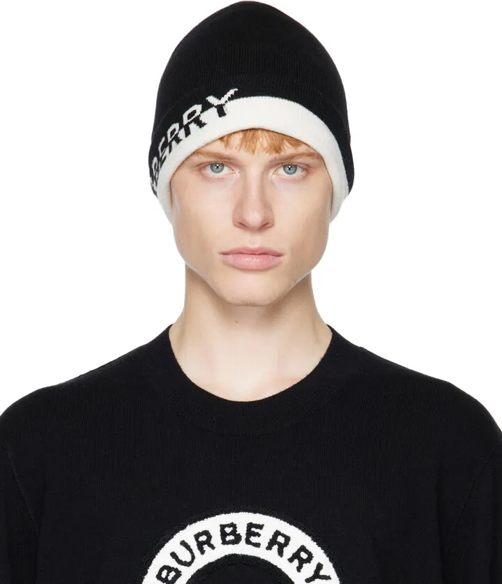 Burberry Black Intarsia Beanie