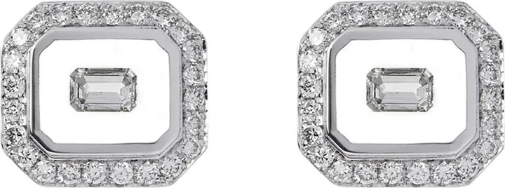 Universe Line 18k White Gold Diamond Stud Earrings