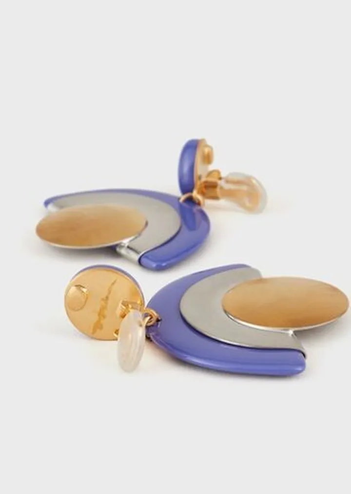 Metal and resin clip-on earrings