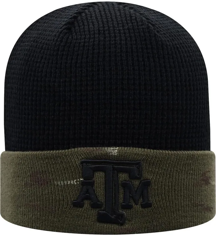 Men's Top of the World Olive and Black Texas A & M Aggies Oht Military Appreciation Skully Cuffed Knit Hat