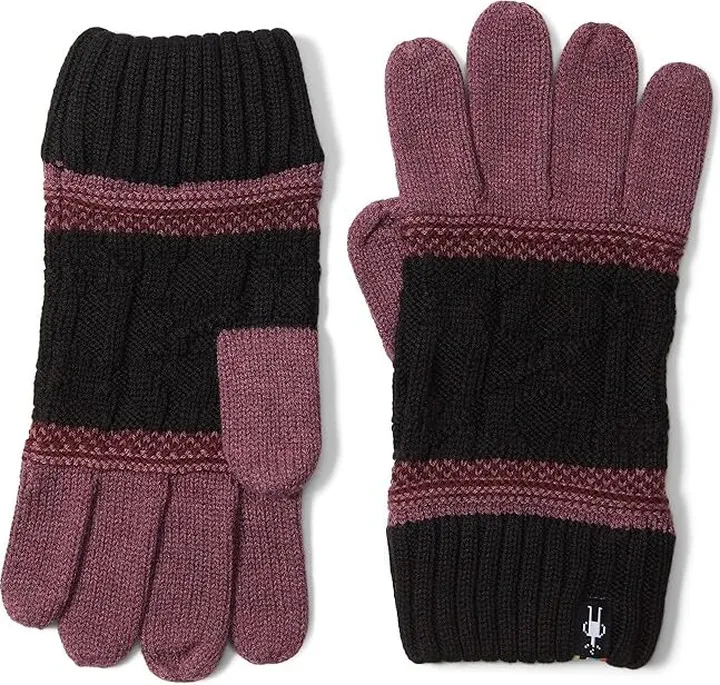Smartwool Popcorn Cable Gloves (Black Cherry) Ski Gloves