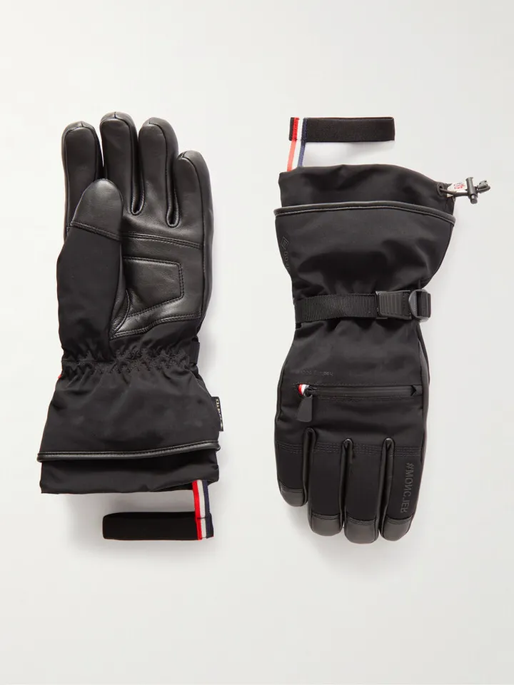 Logo-Appliquéd Leather-Trimmed Ski Gloves