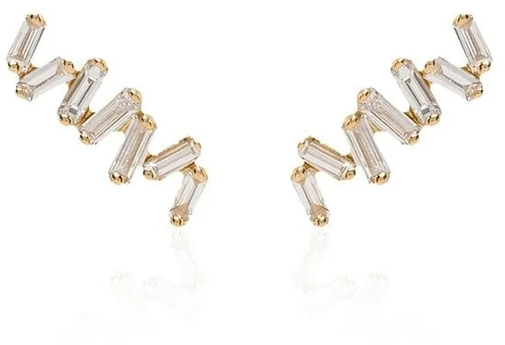 18kt yellow gold Baguette diamond earrings