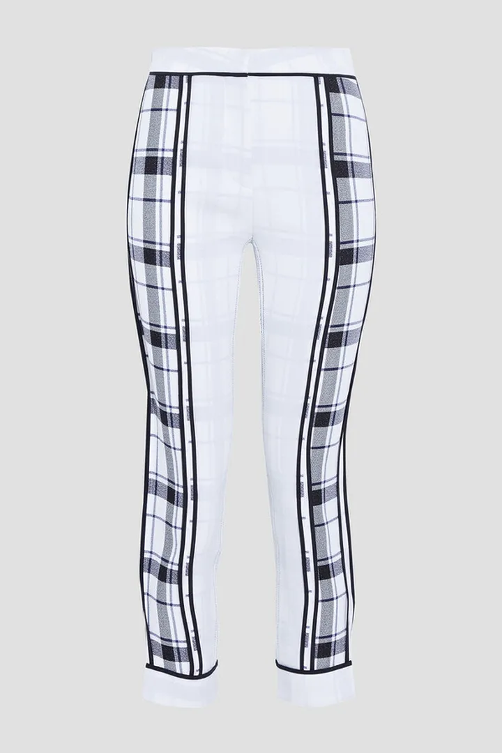 Cropped checked crepe skinny pants