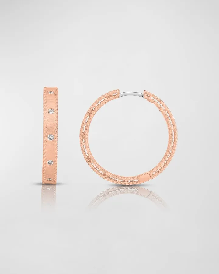 Princess 18k Rose Gold Diamond Hoop Earrings