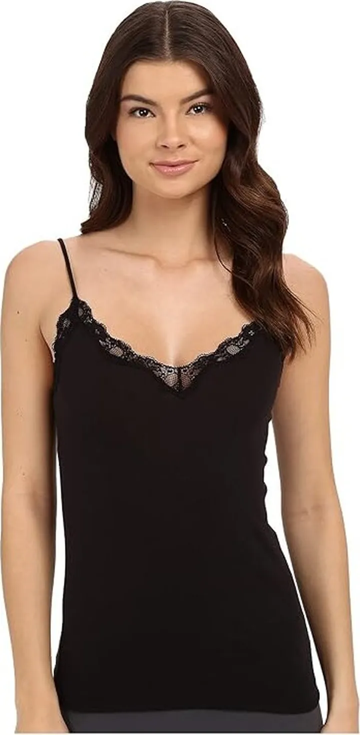 Only Hearts Organic Cotton Lace Trimmed Cami (Black) Women's Pajama