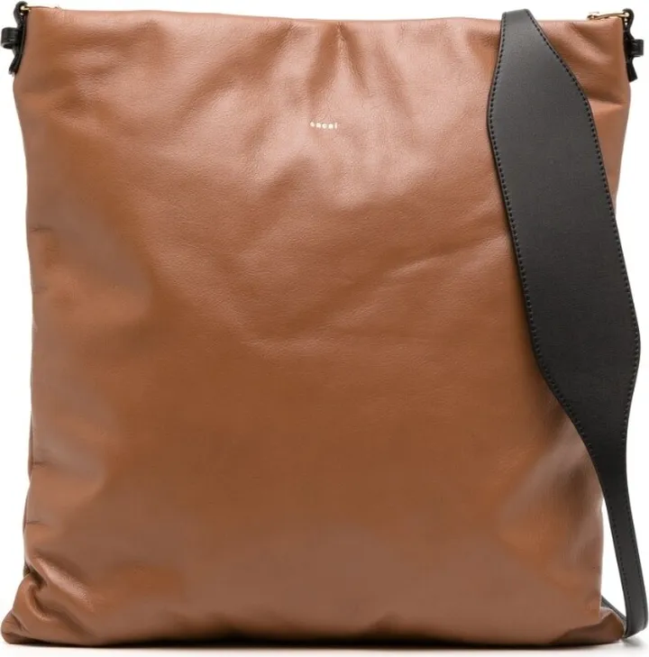 Logo-Print Leather Tote Bag