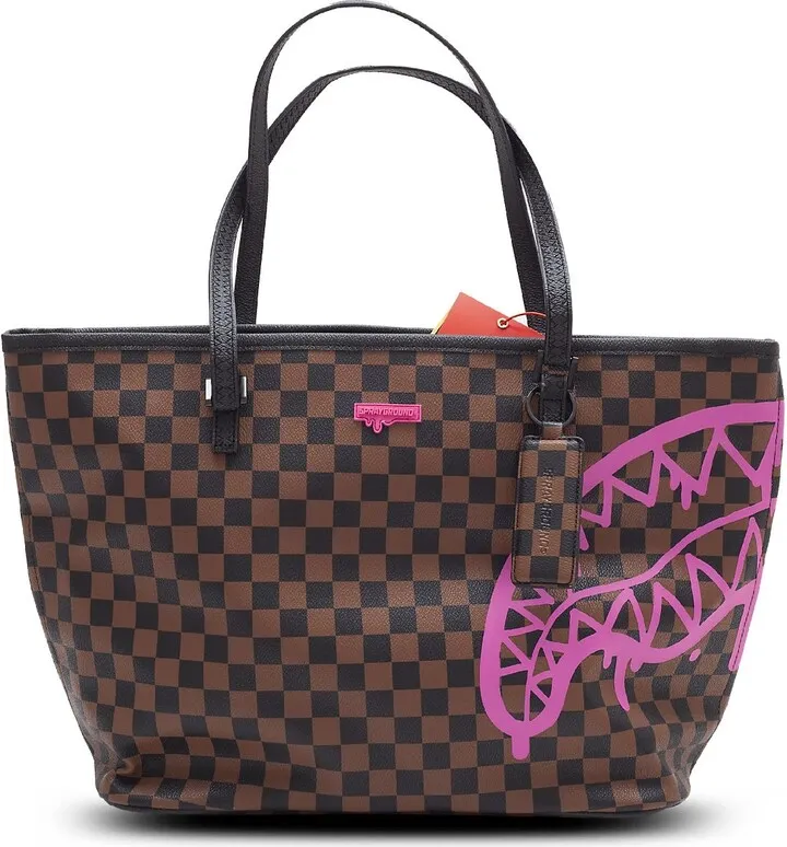 Pink Drip Brown Check
