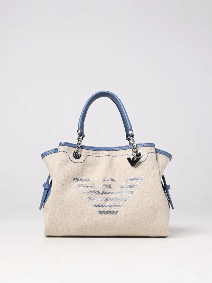 Emporio Armani bag in linen blend and grained synthetic leather